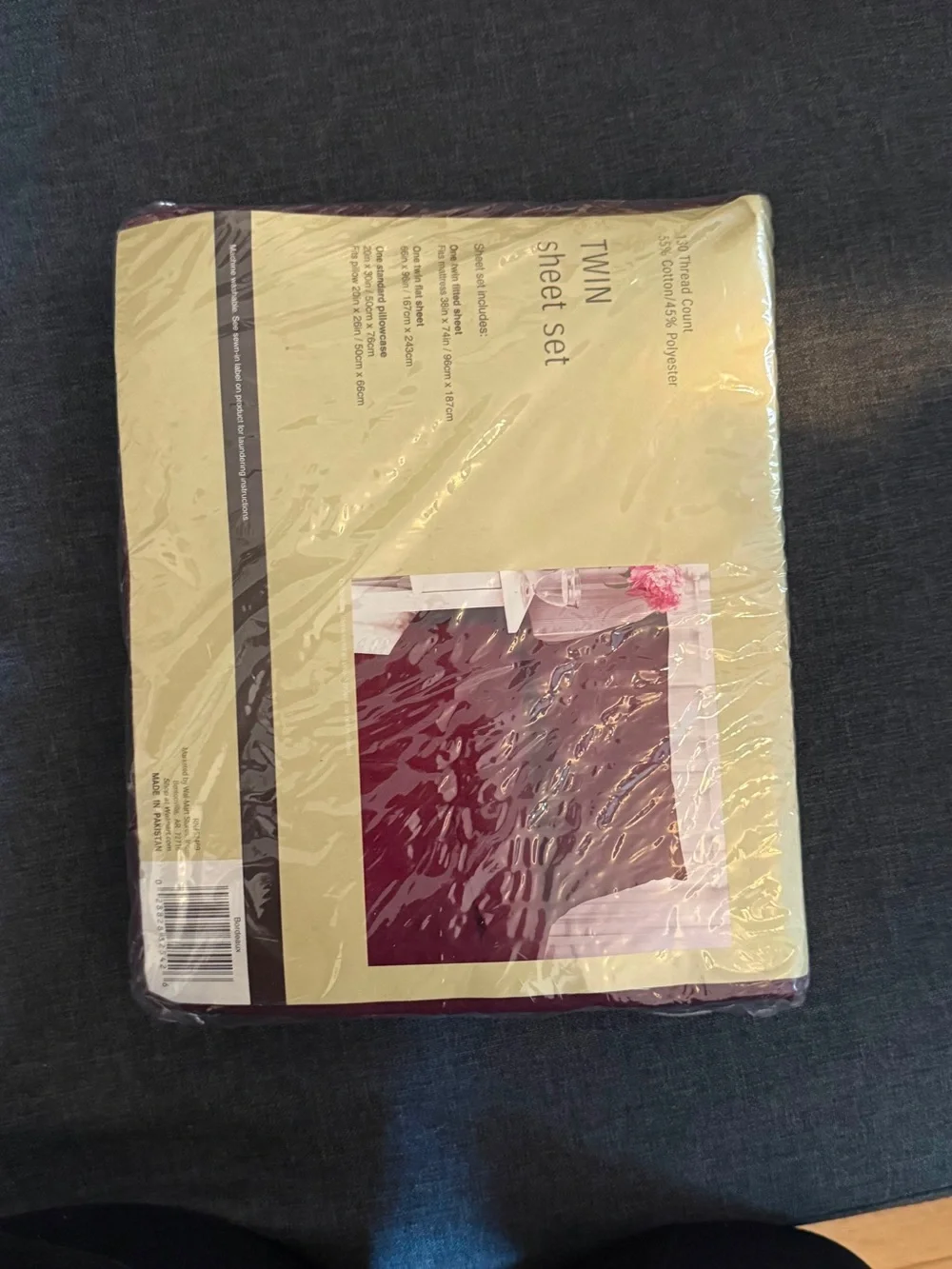 Twin Sheet Set in Burgundy - Soft Polyester-Cotton Blend